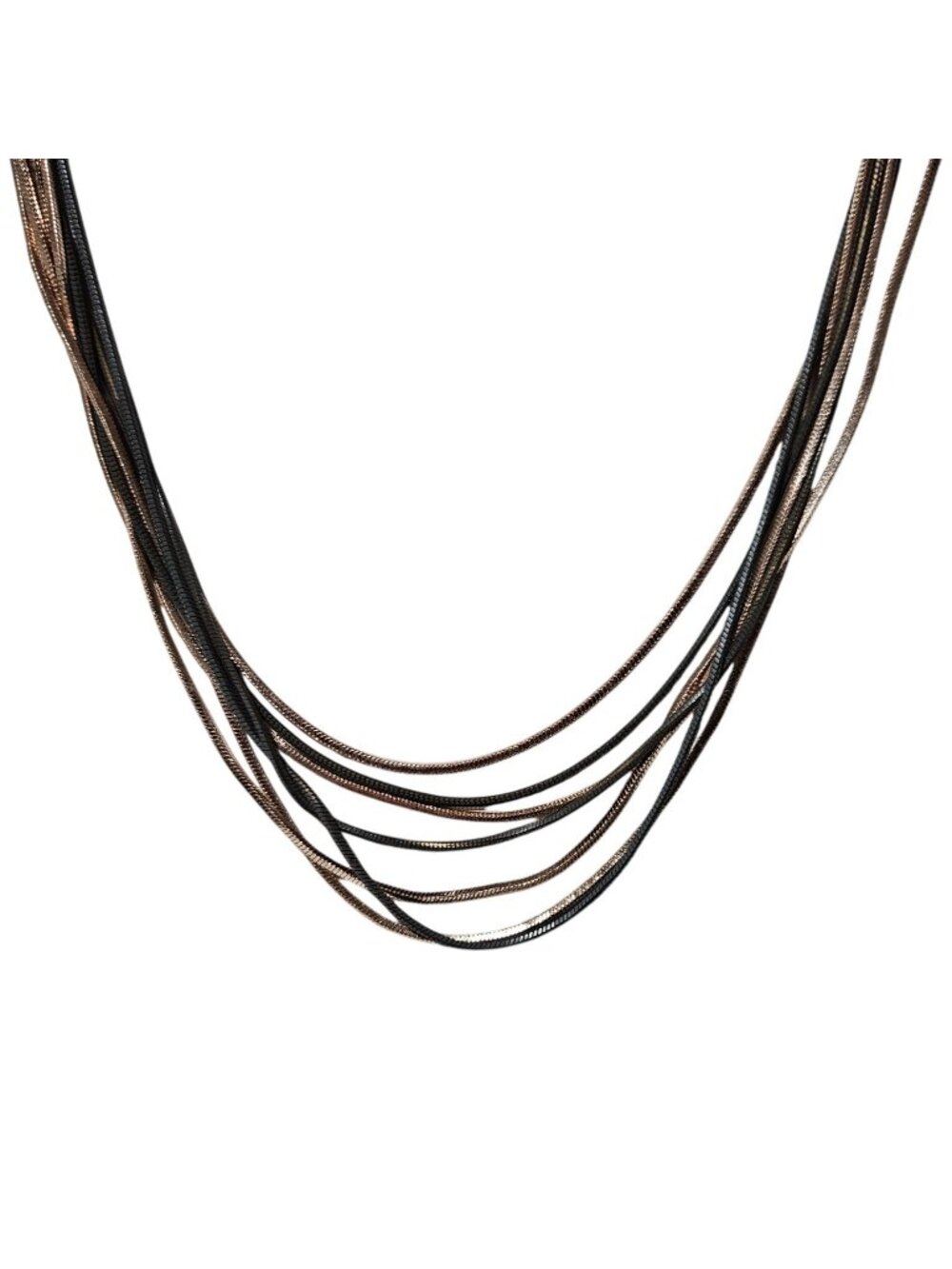 Elegant Snake Chain Necklace Multi-Strand Rose Gold Tone Black Fashion Jewelry
